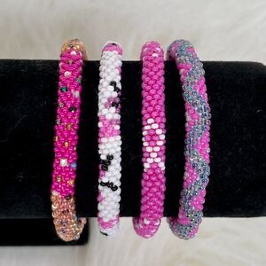 ALL PROFITS TO CHARITY! HAND CRAFTED in Nepal Beaded Bracelets (set of 4) #682